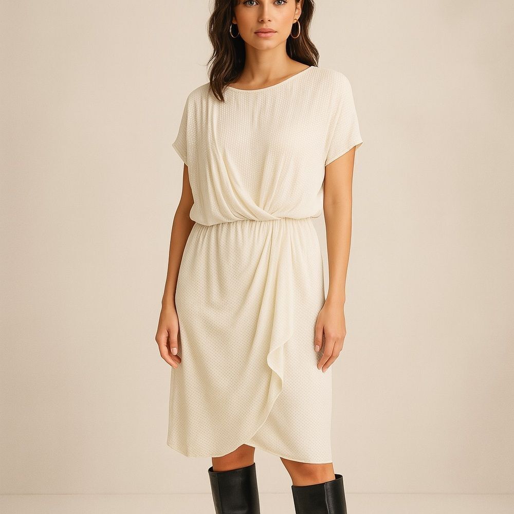 DVF Diane Von Furstenberg Vintage Cream White Faux Wrap Dress